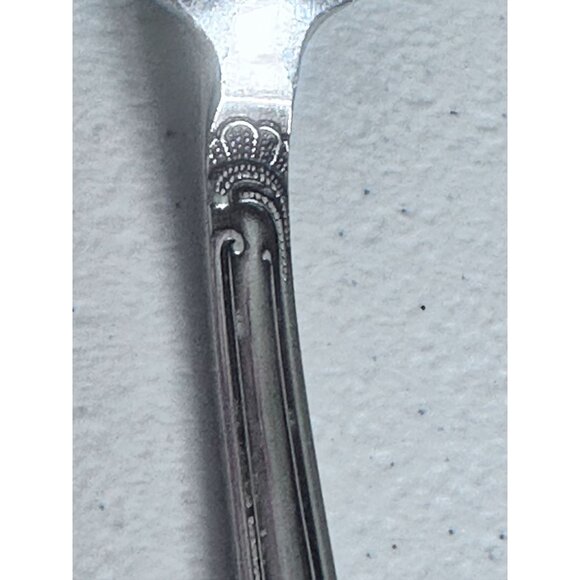 Vtg Amefa Holland Stainless Set Large Serving Spoons Satin Scroll Leaf Flatware - Picture 10 of 10